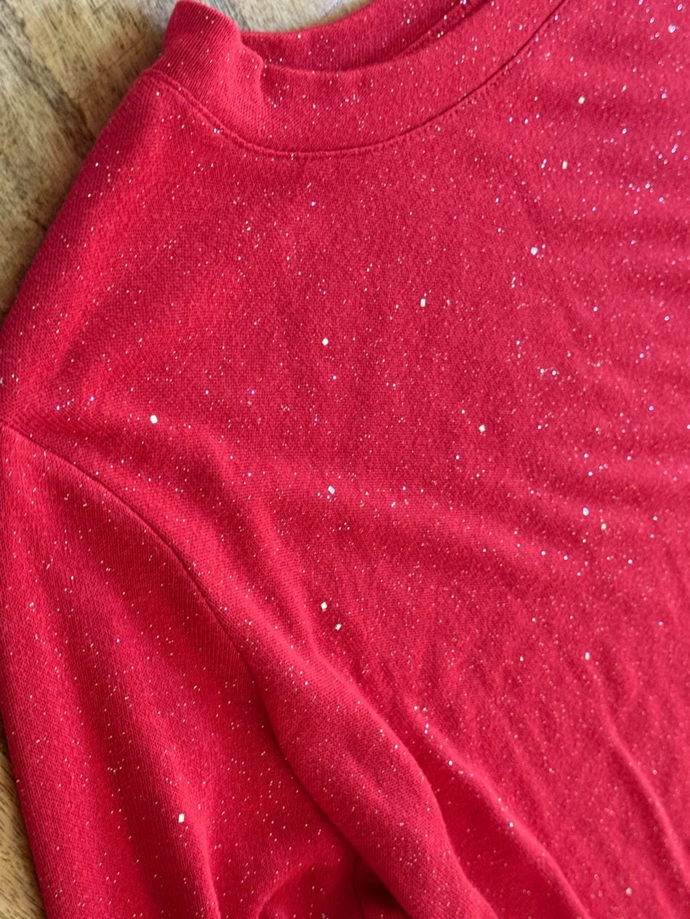 Old Navy Girls XL 14-16 Red Glitter Sparkle Long Sleeve Holiday Top